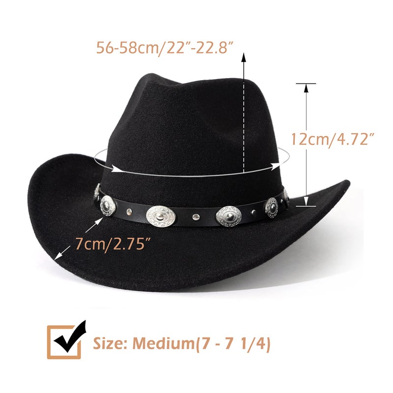 Lisianthus Men & Women's Felt Wide Brim Western Cowboy Hat Black - Image 4